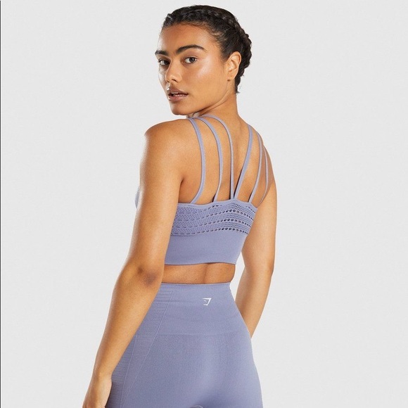 Gymshark Energy Seamless Crop Top Steel Blue - Picture 2 of 7